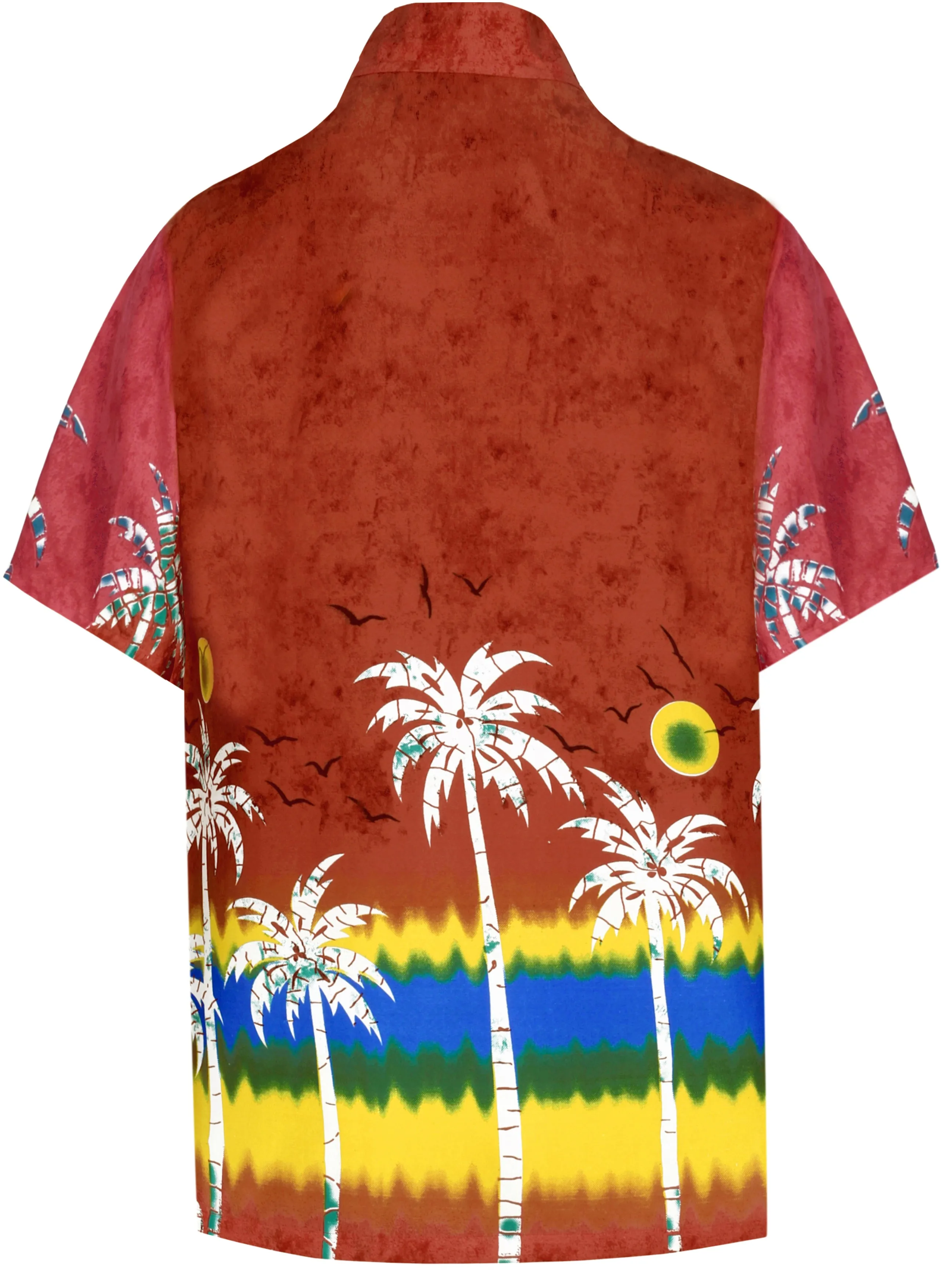 LA LEELA Shirt Casual Button Down Short Sleeve Beach Shirt Men Aloha Pocket Blood Red_AA108