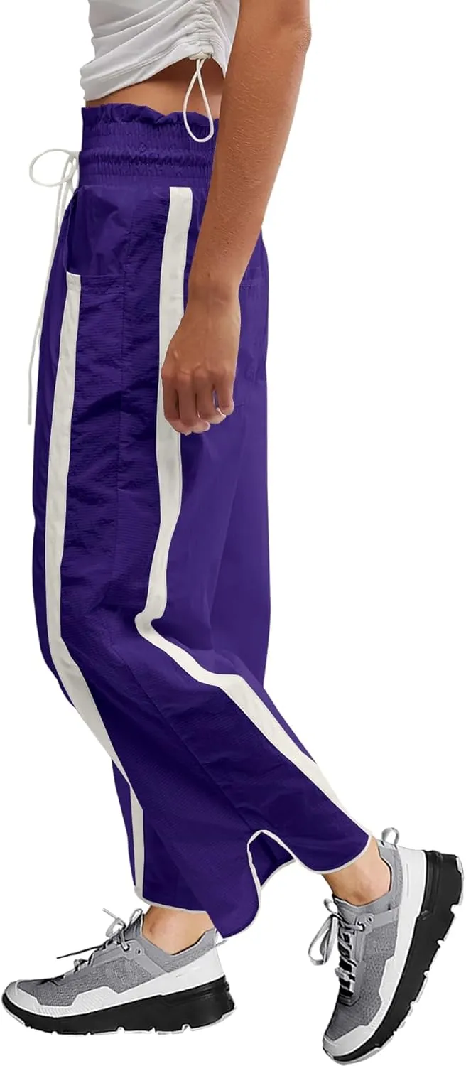 LAMISSCHE Womens Hiking Pants High Waisted Wide Leg Cargo Pants Quick Dry Water Resistant Track Pants with Pockets