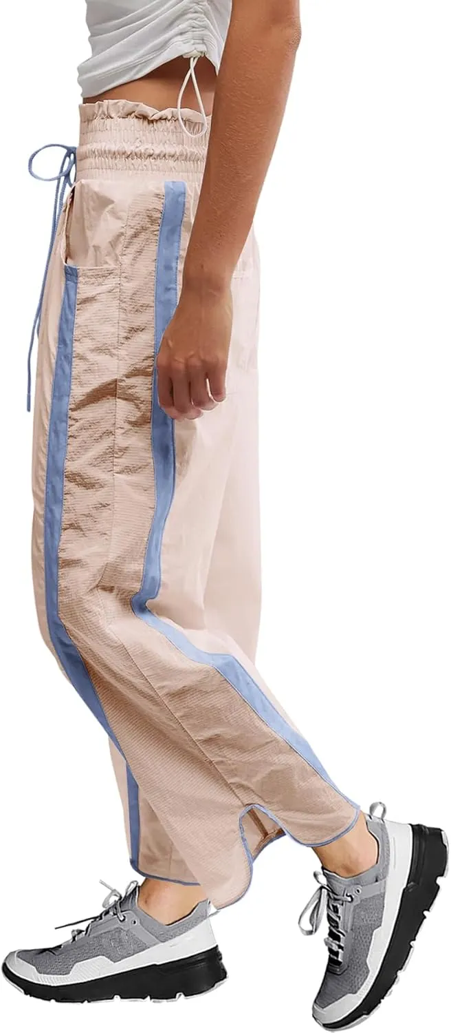 LAMISSCHE Womens Hiking Pants High Waisted Wide Leg Cargo Pants Quick Dry Water Resistant Track Pants with Pockets