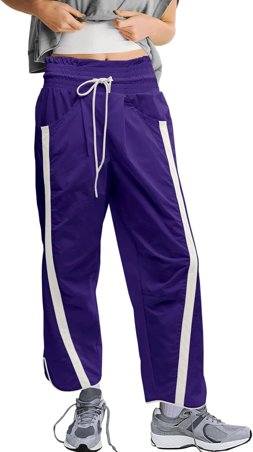LAMISSCHE Womens Hiking Pants High Waisted Wide Leg Cargo Pants Quick Dry Water Resistant Track Pants with Pockets