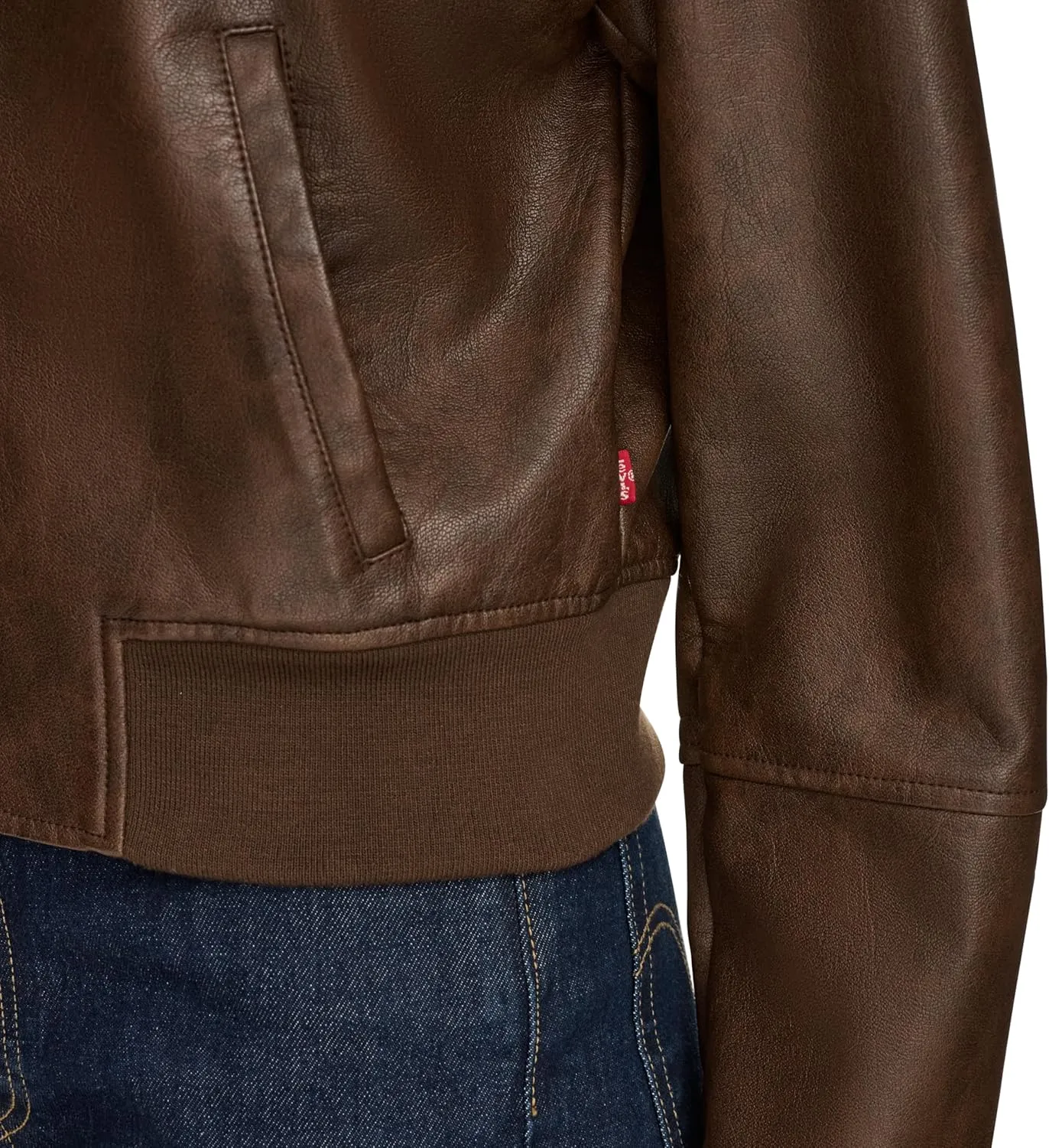 Levi's Women's Faux Leather Bomber with Laydown Collar