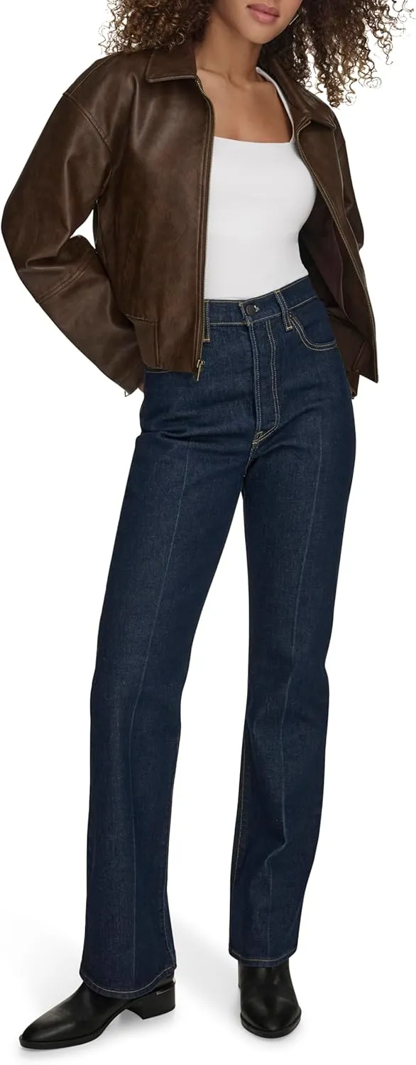 Levi's Women's Faux Leather Bomber with Laydown Collar