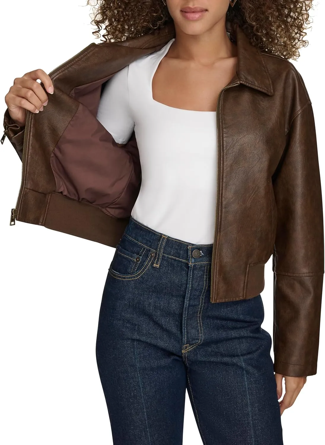 Levi's Women's Faux Leather Bomber with Laydown Collar