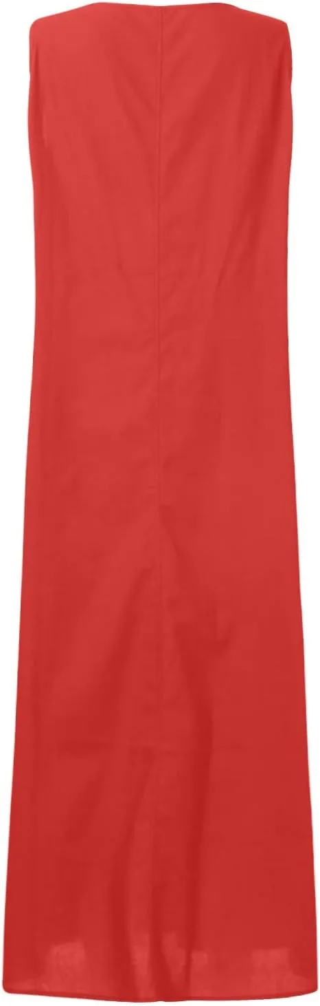 Linen Dresses for Women 2025 Plus Size Dress with Pocket Summer Casual Long Sleeve Boho Maxi Dress Sundress Clothes