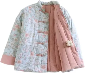 LIXINGHEITANG Winter cottonpadded jacket for women, thickened cotton coat, silk padded Chinese style national warm buckle