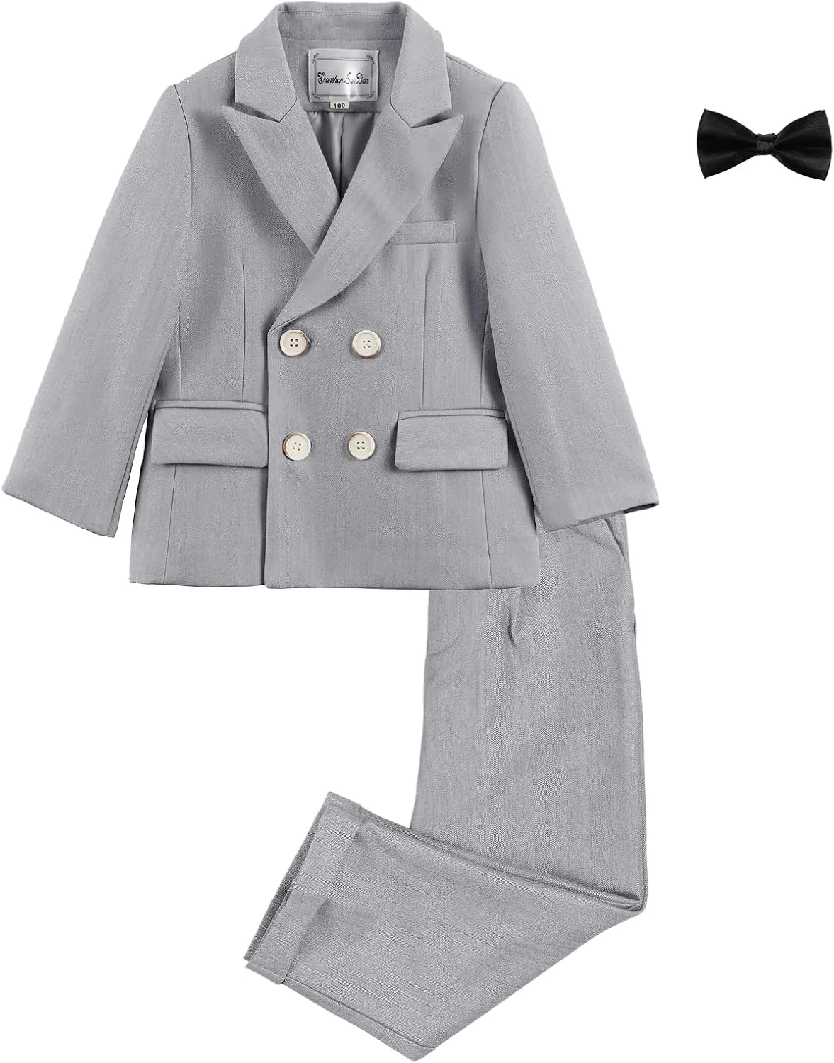 LOLANTA Boys Suits Set Wedding Ring Bearer Outfits Kids Tuxedos Blazer Suit Pant Bow tie, Birthday, Easter Clothes