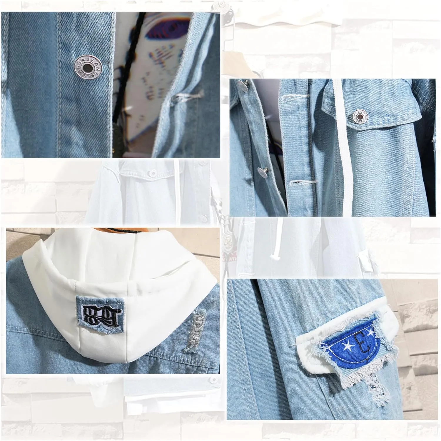 Lpstop Womens Jean Jacket Girl with Style Denim Jacket Button Down Denim Hoodie Gift for Teens