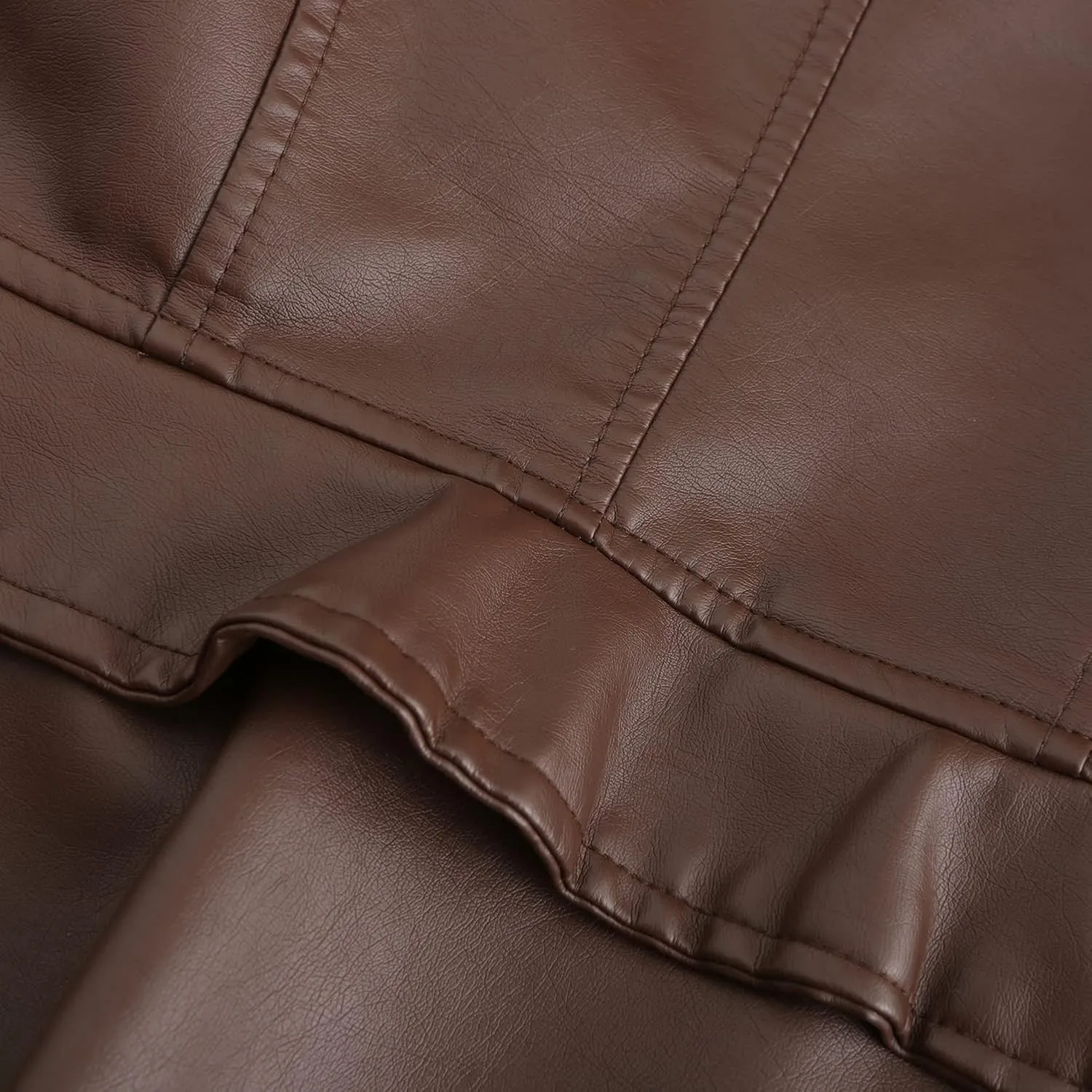 Lu's Chic Women's Moto Jacket Faux Leather Turn Down Collared Crop Blazer Lightweight Biker Coat Short Motorcycle Jacket