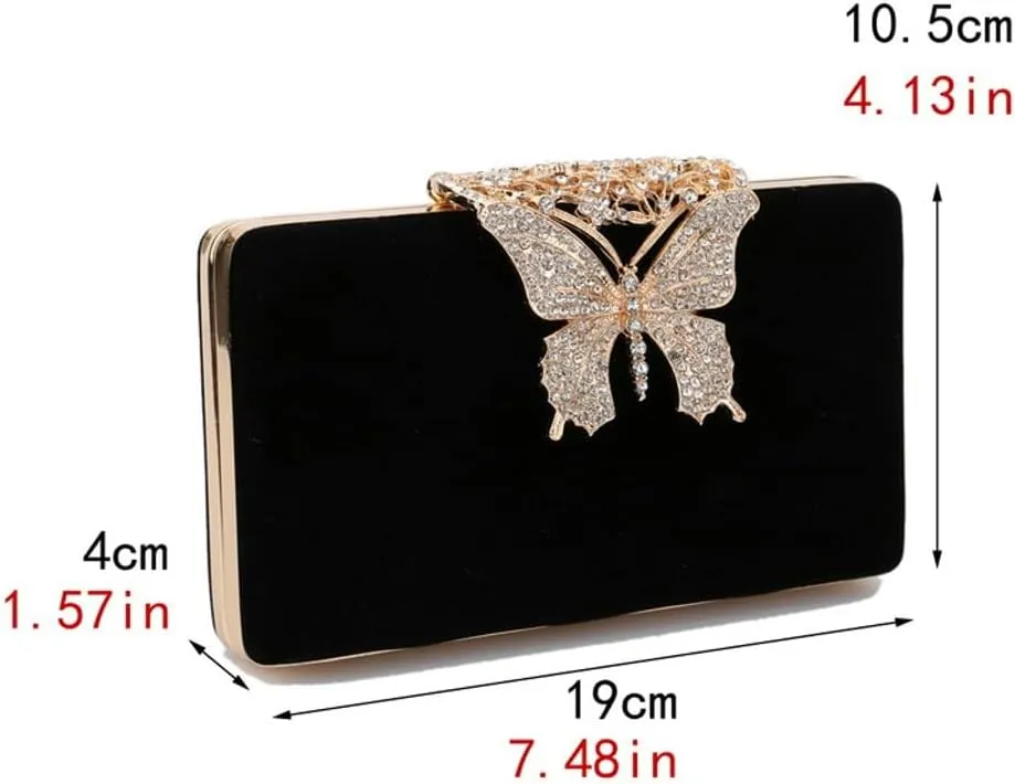 Luxury Rhinestone Bow Clutch, Velvet Women's Evening Bag, Elegant Party Purse for Dinners/Balls/Weddings
