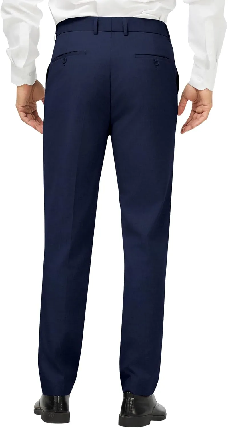 MAGE MALE Men's Classic Fit Dress Pants Flat Front Straight Formal Pants Wrinkle Free Expandable Waist Suit Pants