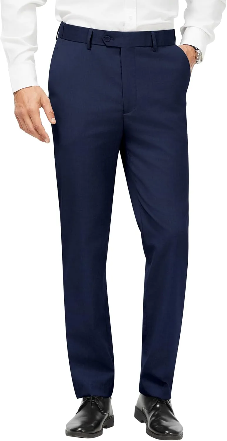 MAGE MALE Men's Classic Fit Dress Pants Flat Front Straight Formal Pants Wrinkle Free Expandable Waist Suit Pants