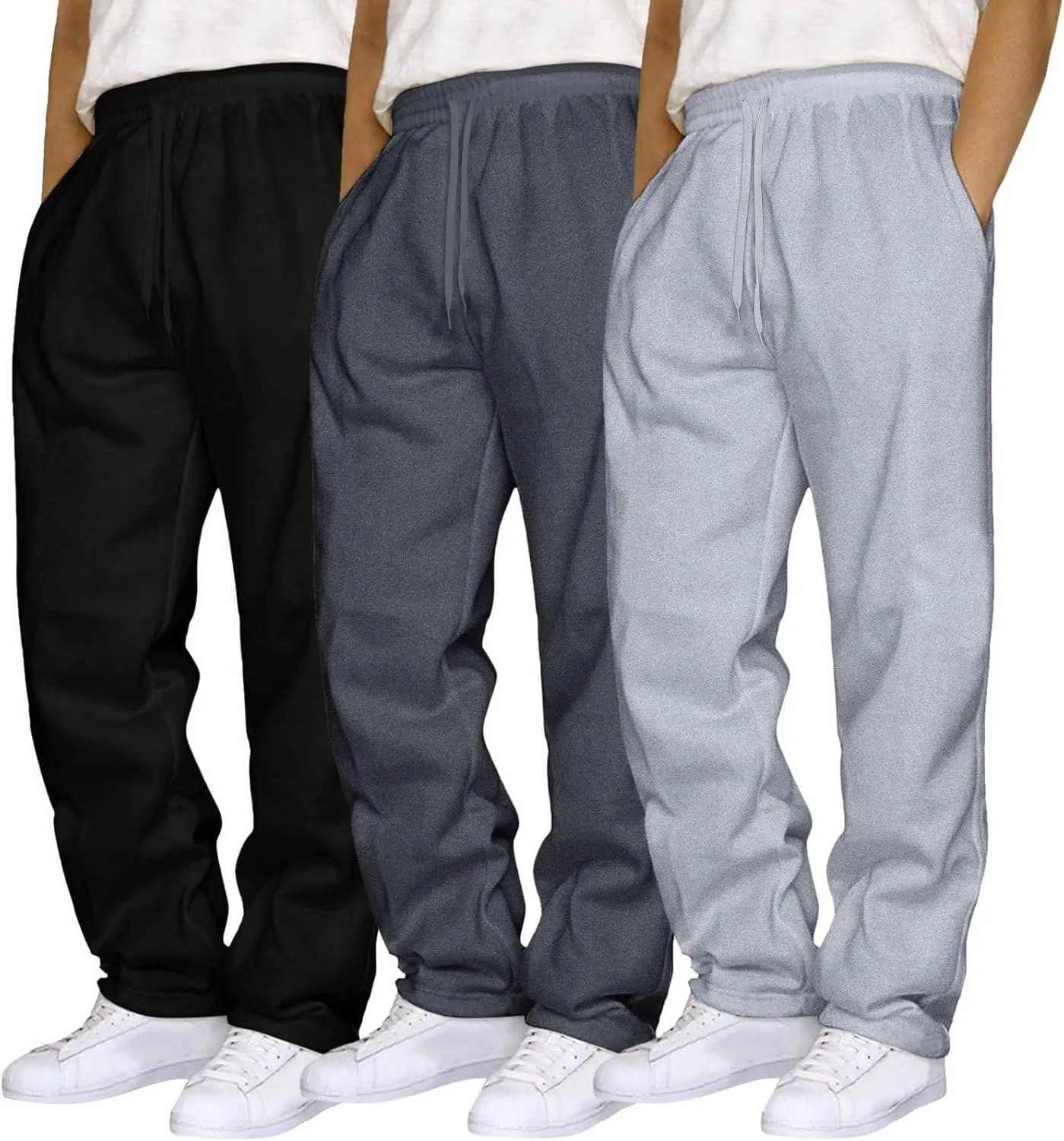 Male Hip Hop Pants Casual Solid Color Track Cuff Lace Up Workout Pants with Pocket Men S Pants with Elastic