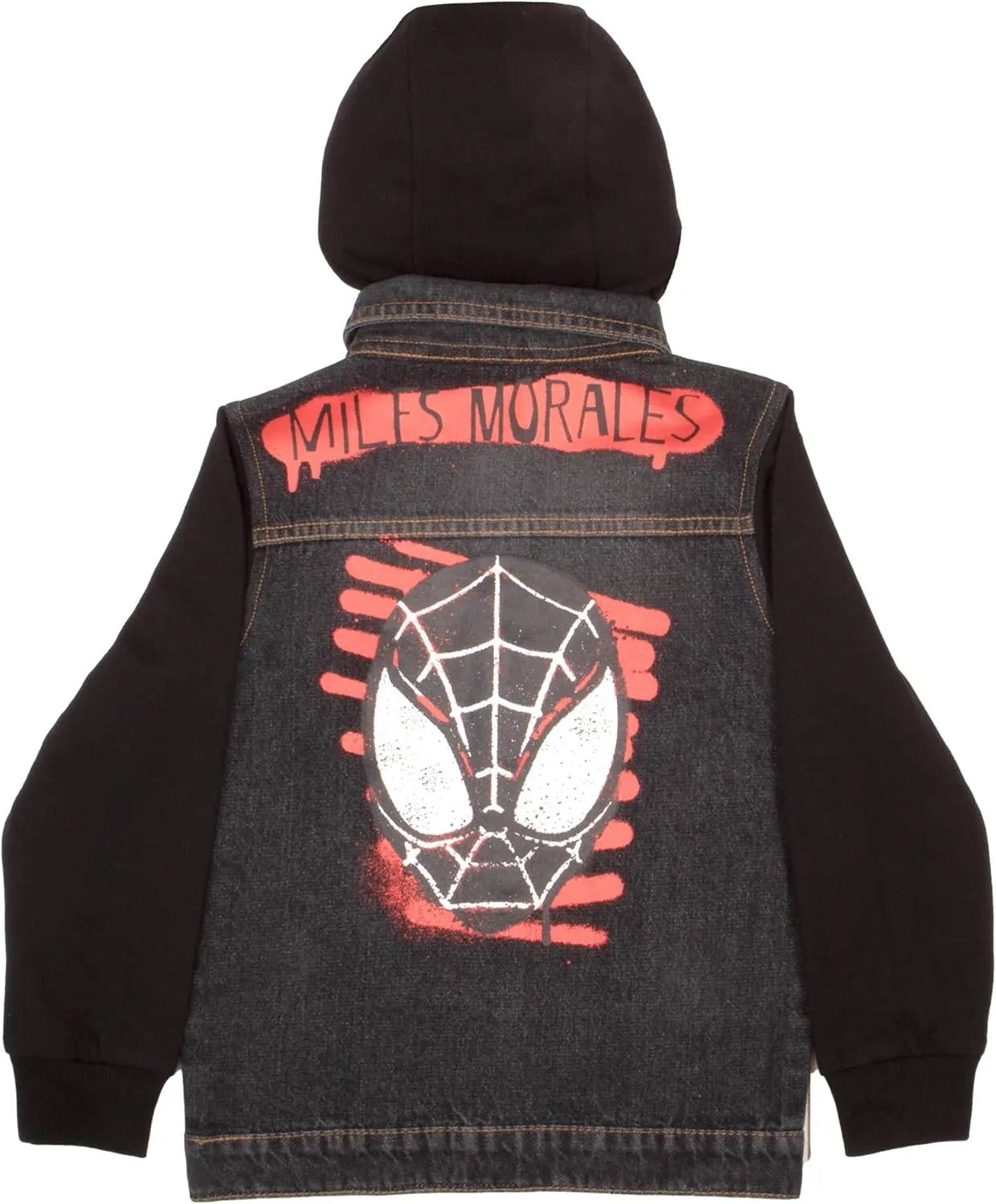 Marvel Spiderman Jean Jacket with Hoodie Spider-Man Miles Morales Denim Jacket for Little and Big Kid Boys Fashion Jacket