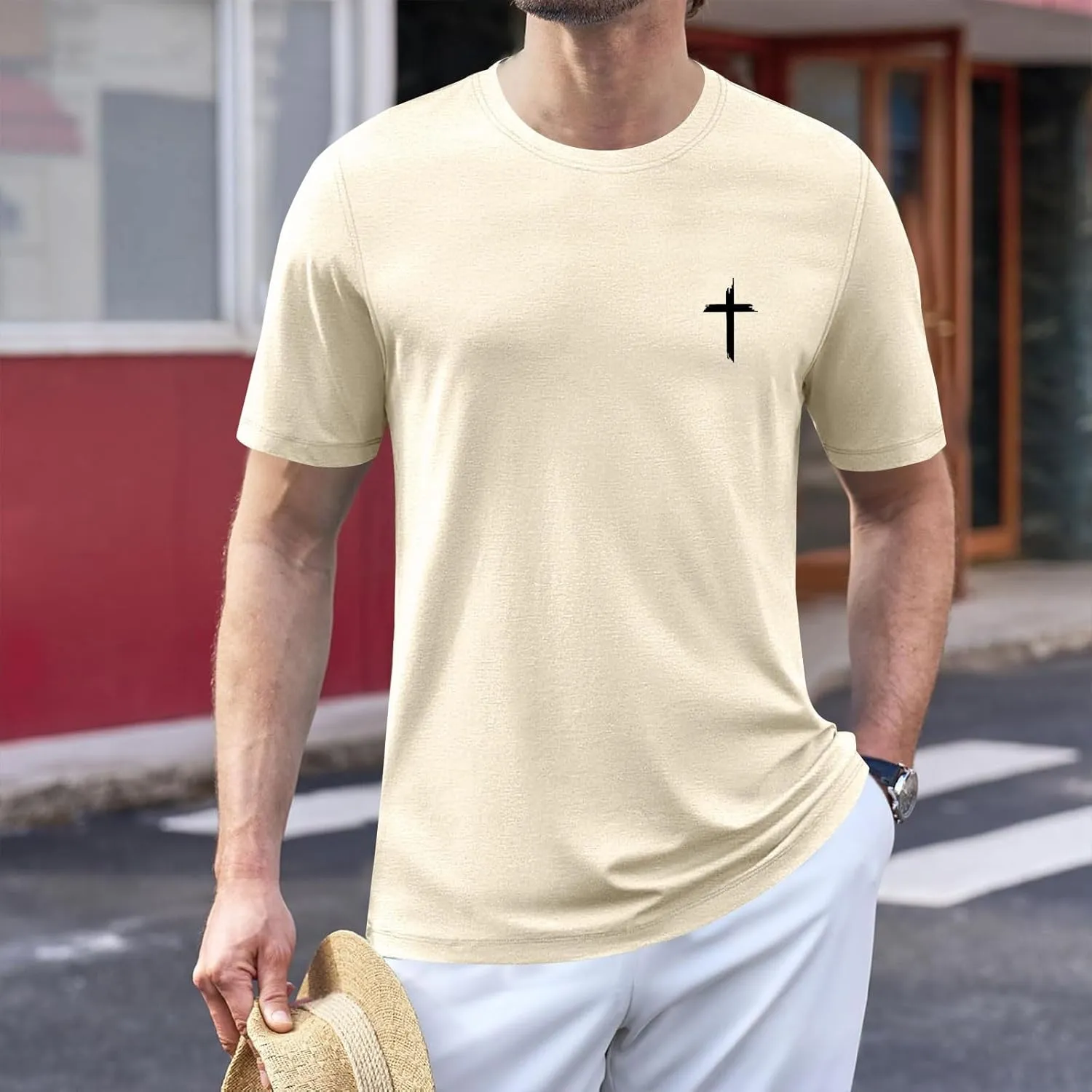 Men Basic Active T Shirt Quick Dry Outdoor Top Breathable Hiking Ready Graphic Comfort Fit Tunics