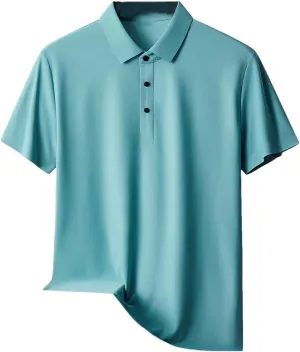 Men Slim Fit Polo Shirts Men Quick Dry Short Sleeve T-Shirt Ice Silk Quick Dry Fit Sports Tee