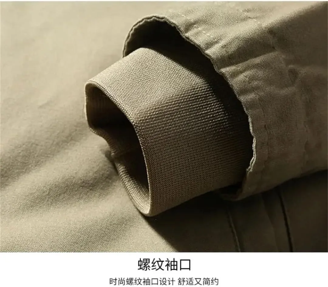 Men Winter Deck Coat Cotton-Padded Jacket Middle Fleece Cargo Jacket Vintage Lamb Fleece Coat