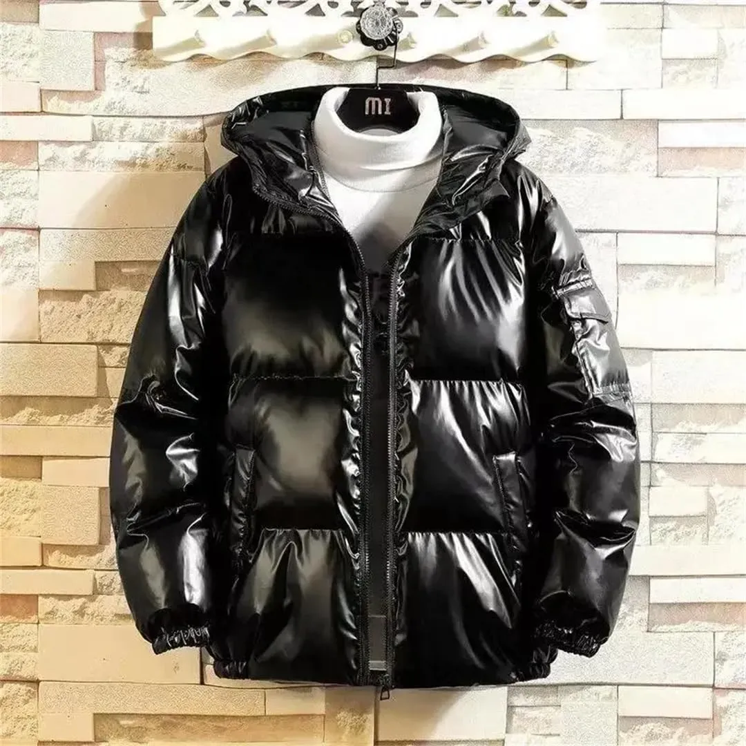 Men Winter Thickened Jacket Loose-Fit Puffer Jacket Lightweight Padded Trendy Cotton Coat