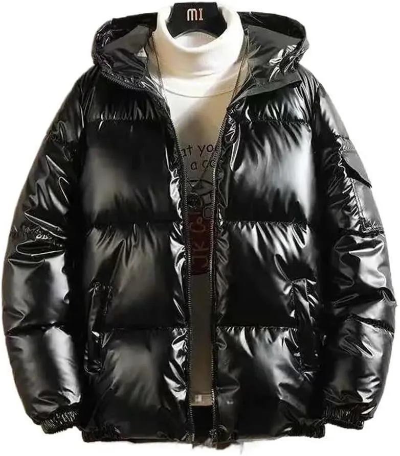 Men Winter Thickened Jacket Loose-Fit Puffer Jacket Lightweight Padded Trendy Cotton Coat