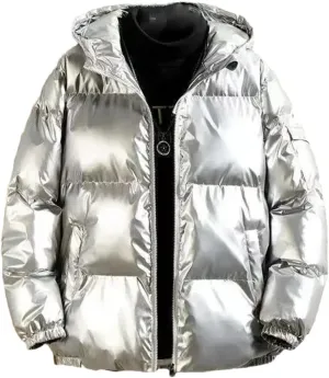 Men Winter Thickened Jacket Loose-Fit Puffer Jacket Lightweight Padded Trendy Cotton Coat