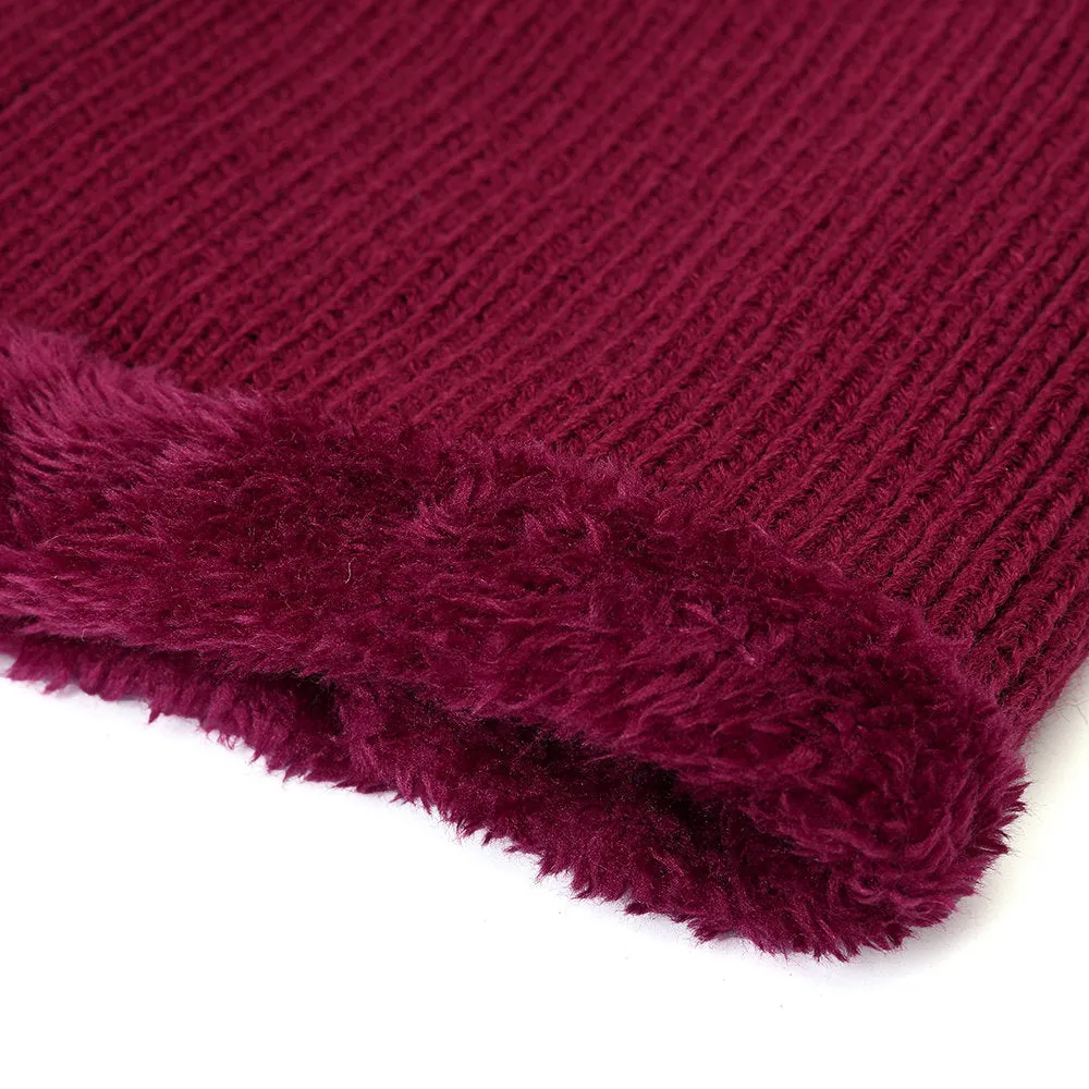 Men Winter Warm Ears Velvet Knit Beanie Scarf Cotton Hats
