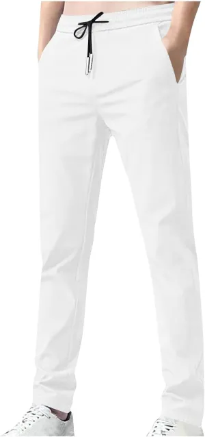 Mens Big and Tall Pants Casual Summer Workout Athletic Pants Elastic Waist Slim Fit Trousers with Pockets