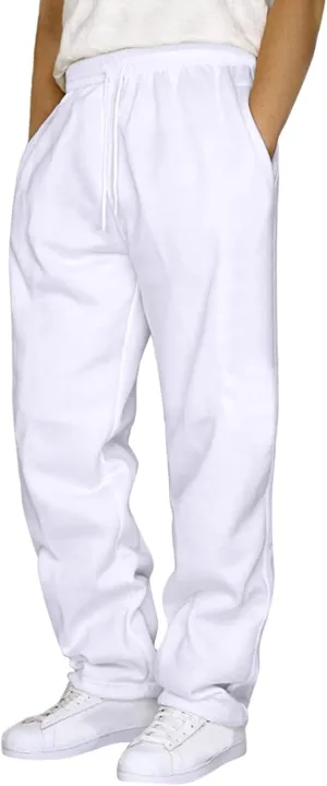 Men's Casual Cotton Linen Pants Sweatpants with Pockets Solid Color Loose Straight Legs Trousers Hiking Joggers