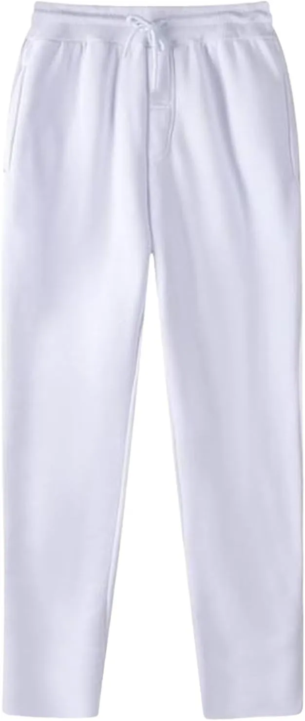 Men's Casual Cotton Linen Pants Sweatpants with Pockets Solid Color Loose Straight Legs Trousers Hiking Joggers