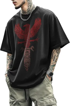 Mens Graphic T-Shirts 90s Rock Summer Big and Tall Workout Breathable Quick Dry Short Sleeve 100% Cotton Tee Shirts