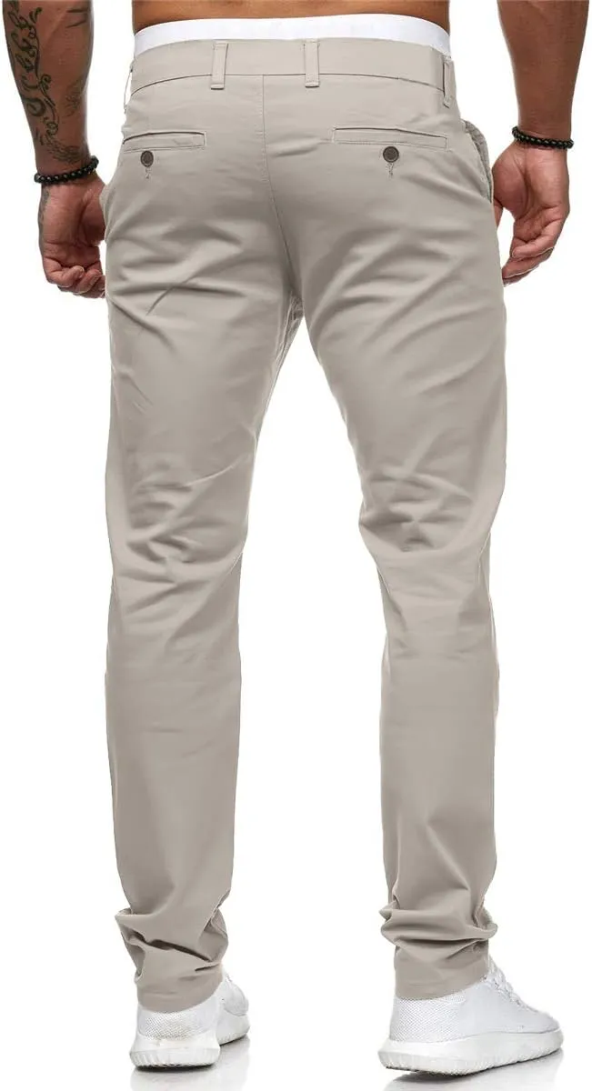 Mens Joggers Chino Pants Twill Workout Athletic Hiking Outdoor Sweatpants Casual Slim Fit Trousers with Pockets