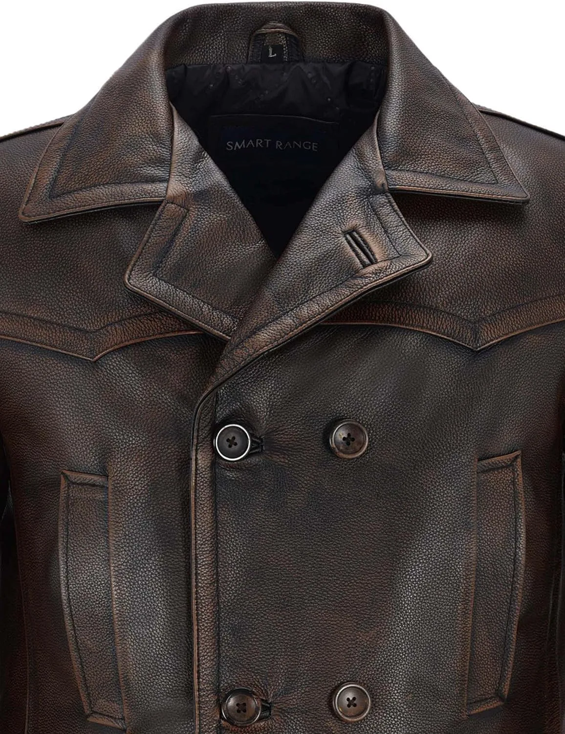 Men's Kriegsmarine German Ww2 Dr Who Reefer Hide Leather Jacket Coat Mens Leather Car Coat