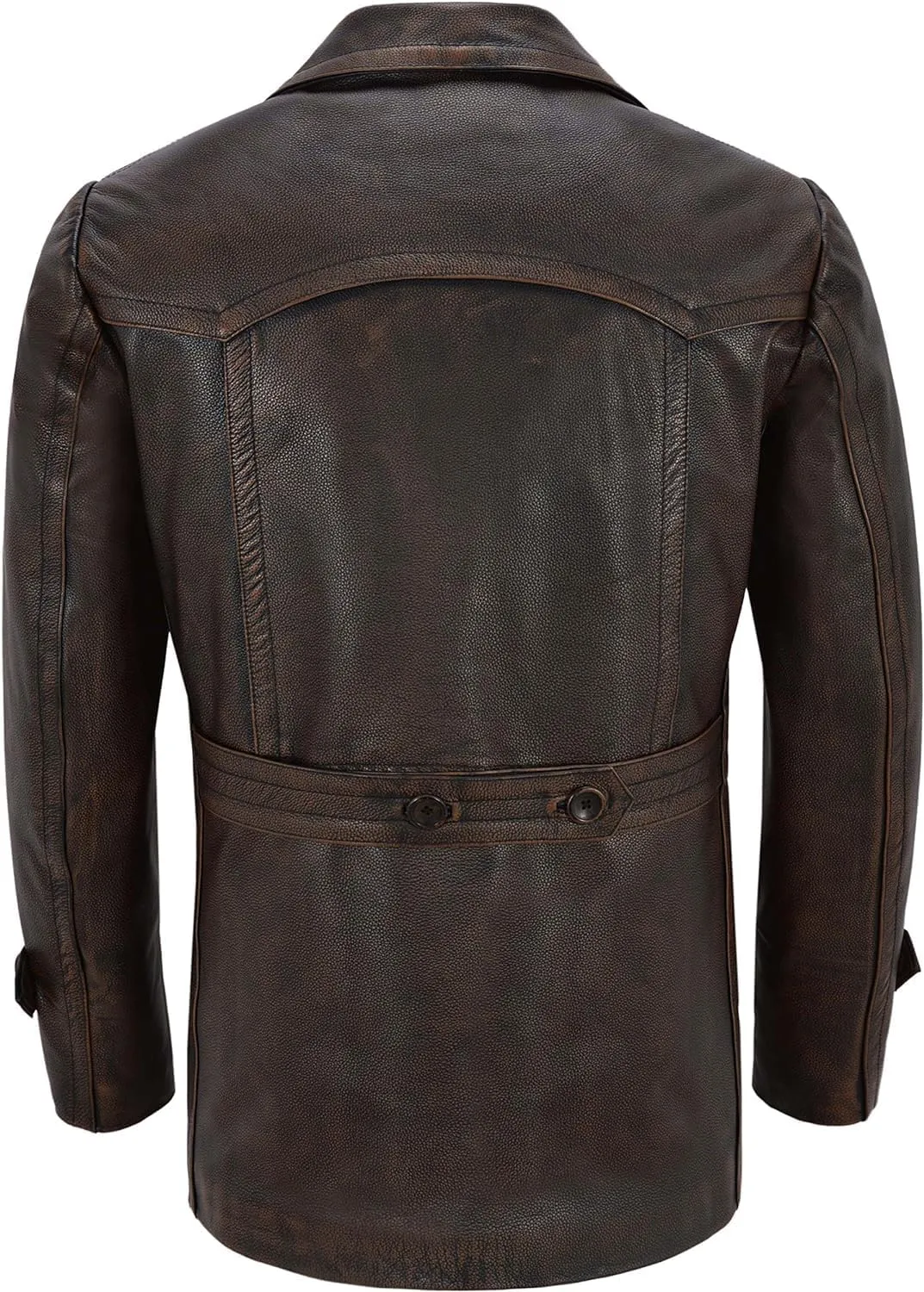 Men's Kriegsmarine German Ww2 Dr Who Reefer Hide Leather Jacket Coat Mens Leather Car Coat