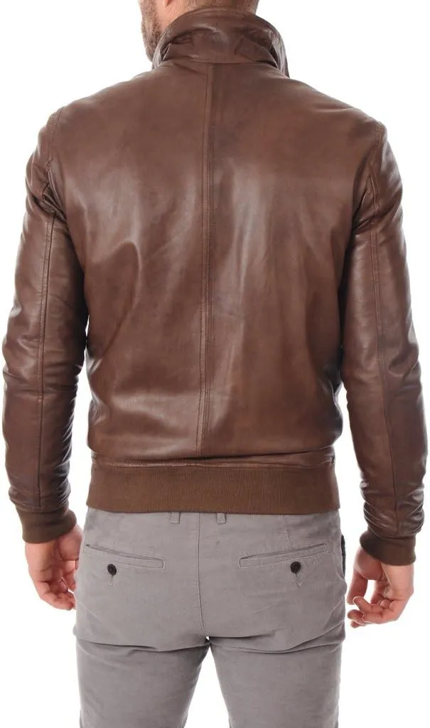 Men's Lambskin Leather Bomber Biker Jacket