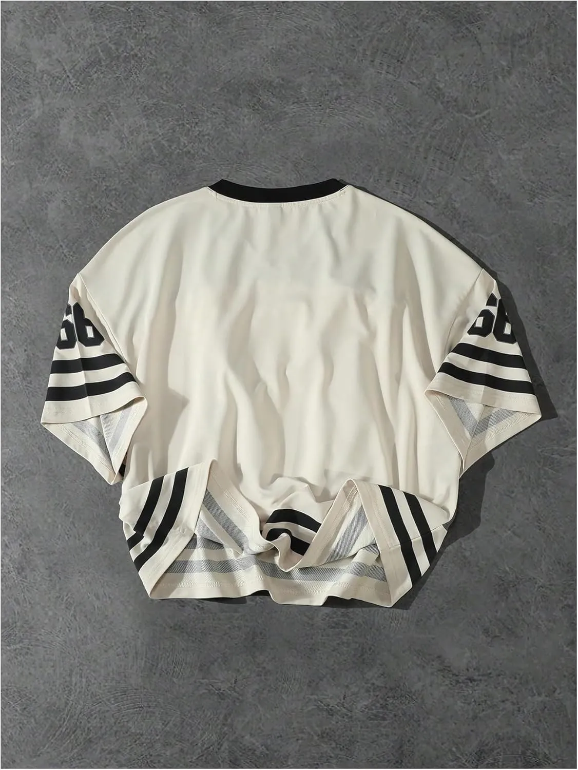 Men's Number Graphic Short Sleeve Jersey Shirts Oversized Y2K Star V Neck Colorblock Tee Shirt Top