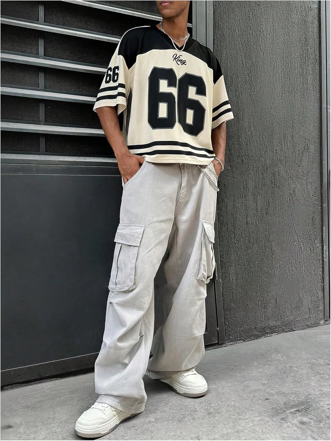 Men's Number Graphic Short Sleeve Jersey Shirts Oversized Y2K Star V Neck Colorblock Tee Shirt Top