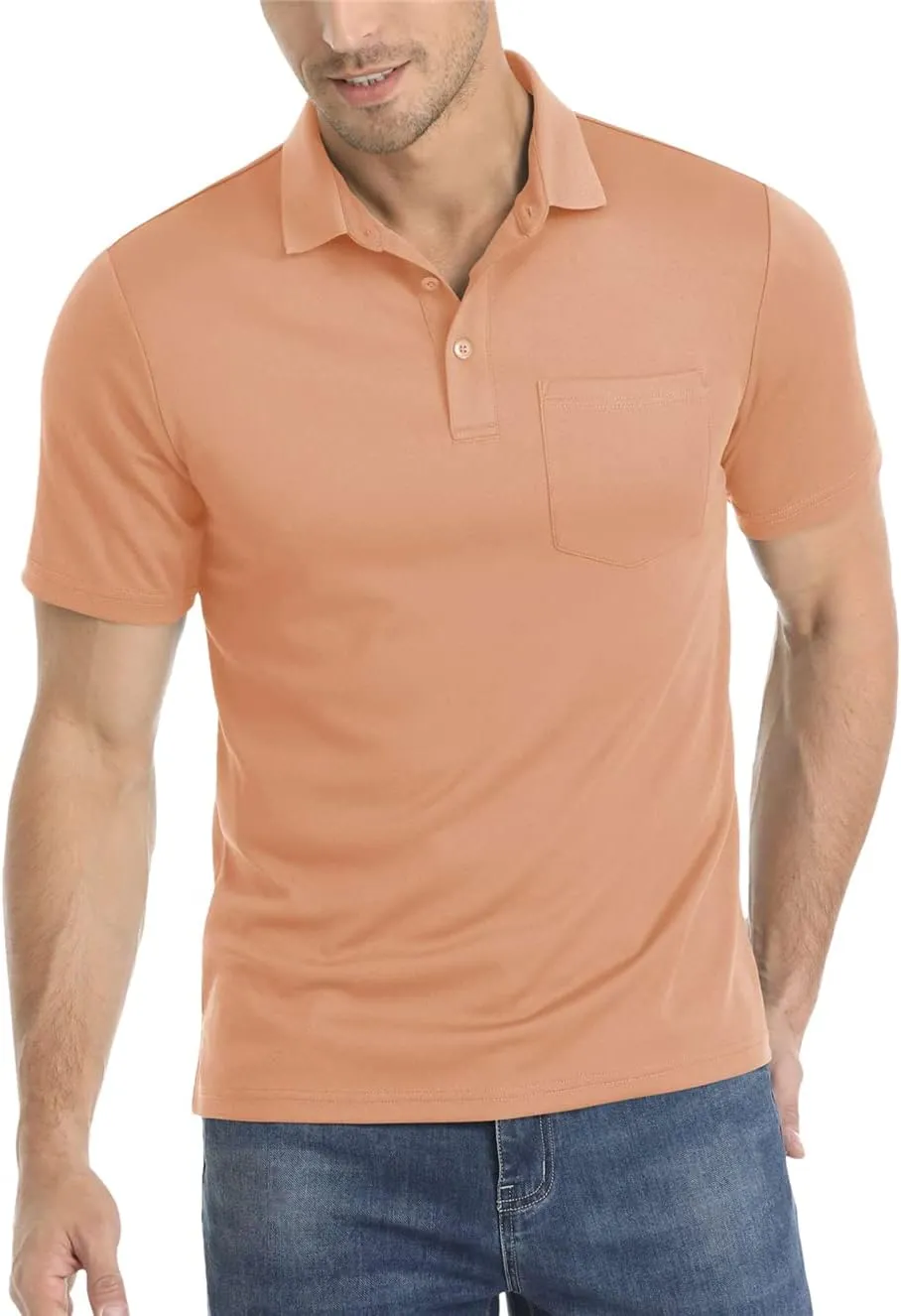 Mens Summer Quick Dry T-Shirts Sport Hiking Tee Shirts Casual Polos Shirt Work Tops with Pocket