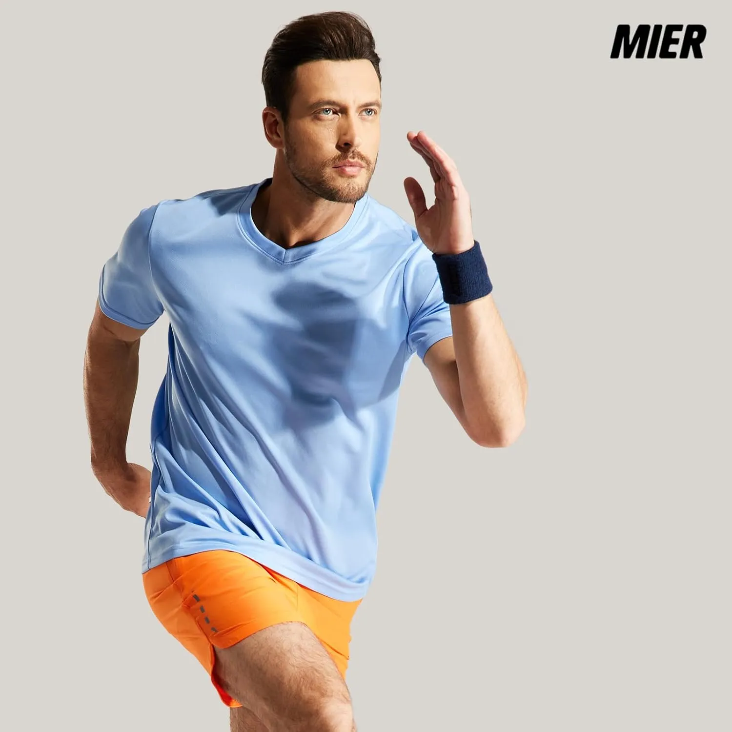 MIER Men's Quick Dry Workout Shirts Moisture Wicking Running Athletic Performance T-Shirts Recycled Polyester Top Tee