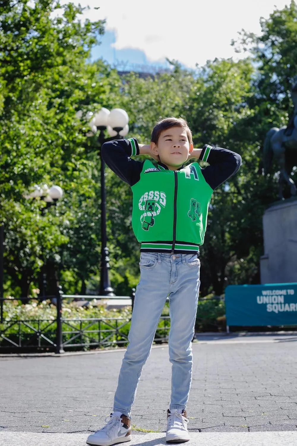 Minecraft Zip Up Varsity Bomber Jacket Little Kid to Big Kid Sizes (5-6 - 18-20)