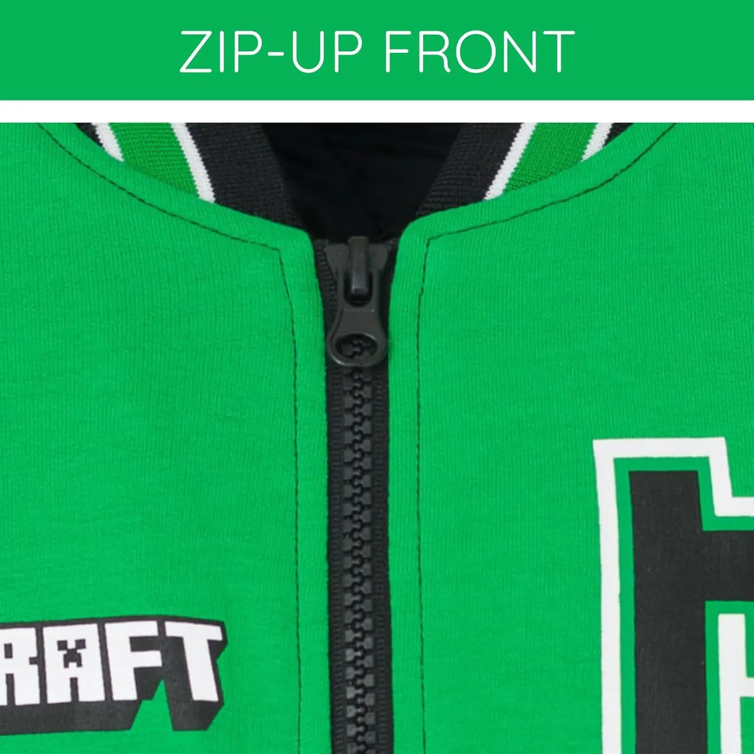 Minecraft Zip Up Varsity Bomber Jacket Little Kid to Big Kid Sizes (5-6 - 18-20)