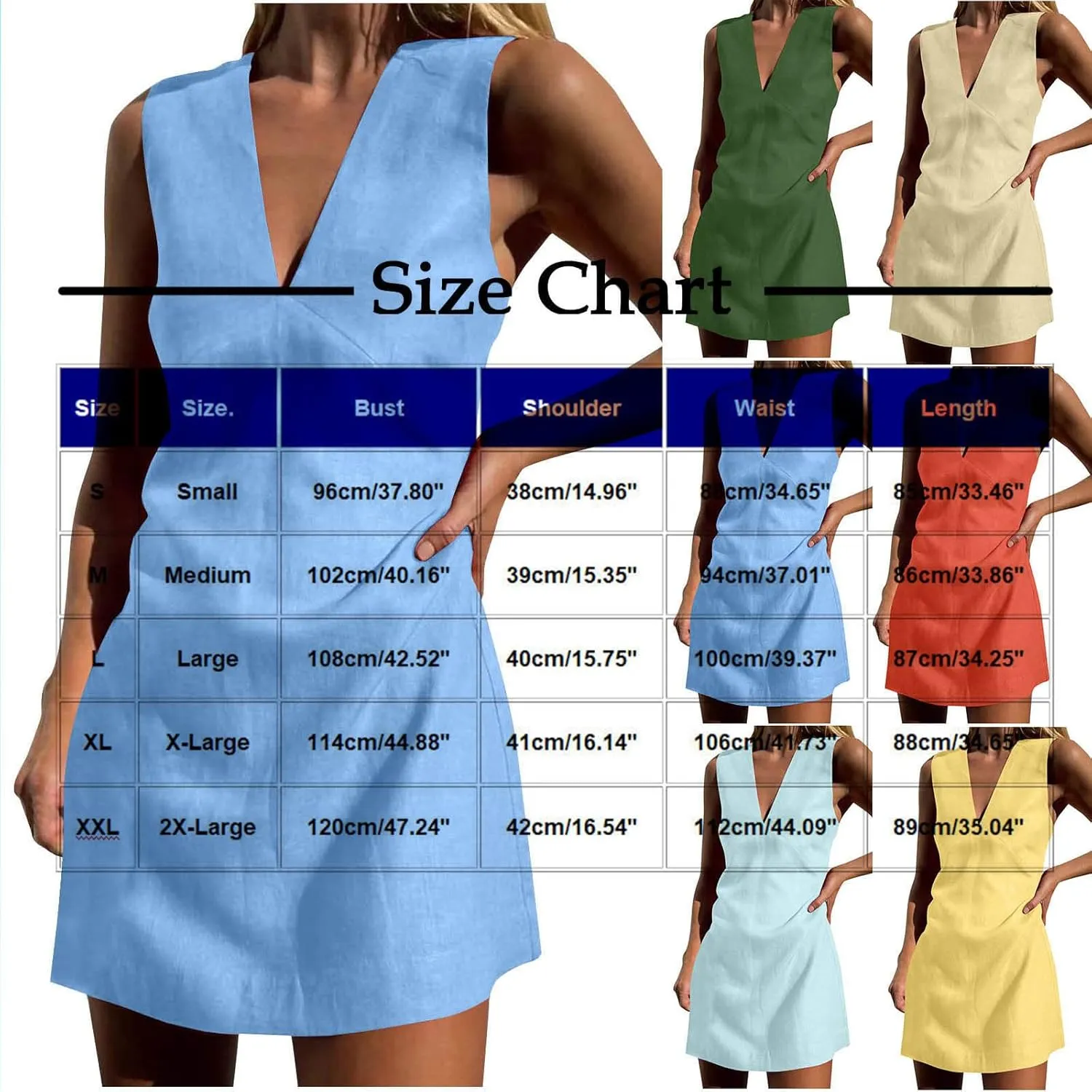 Mini Dresses for Women 2025 Fashion V Neck Sleeveless A Line Tank Dress Sundresses for Beach Vacation