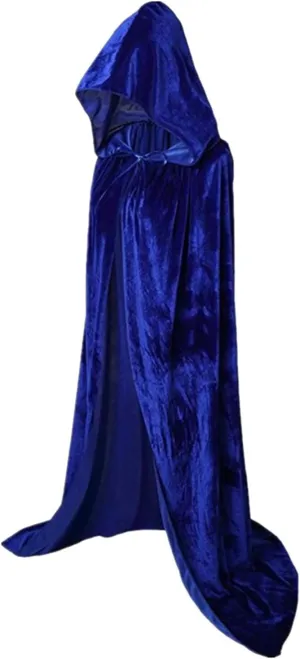 Miyaomn Beach Outfits for Women Women's Velvet Hoodie Cloak Solid Color Vampire Witch Wizard Long Cape Robe Halloween Christmas Party Cosplay Costume(Blue,Large)