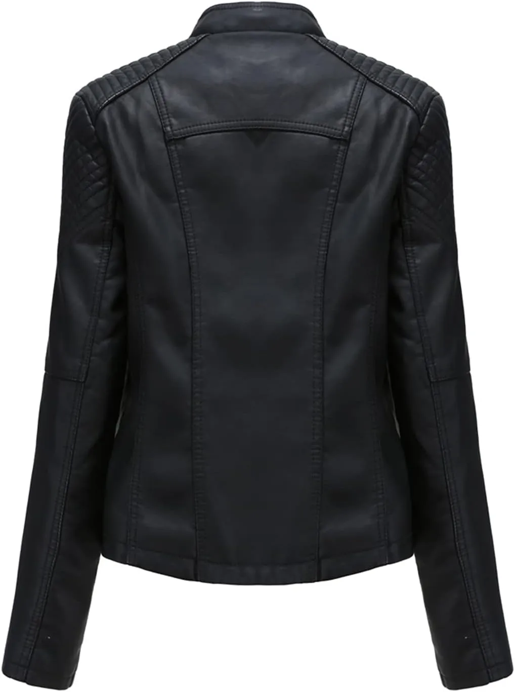 MODFUL Women's Faux Leather Moto Jacket Casual Short Solid Color PU Biker Coat with Pockets