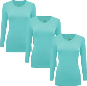 Natural Uniforms Women's Under Scrub Tee V-Neck Long Sleeve T-Shirt-3-Pack