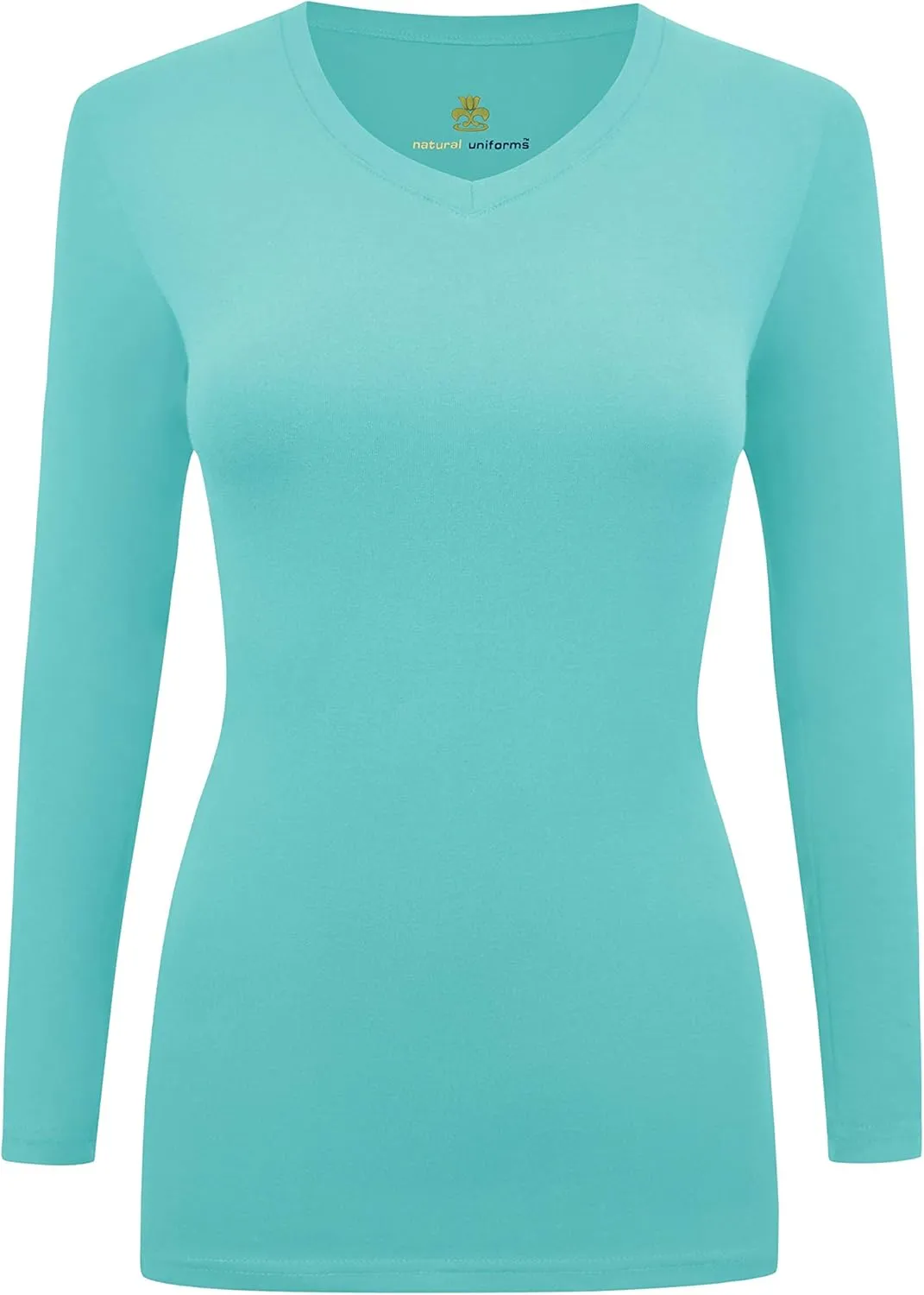 Natural Uniforms Women's Under Scrub Tee V-Neck Long Sleeve T-Shirt-3-Pack