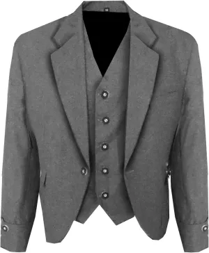 Octal - Scottish Argyll Kilt Jacket with Vest 15 Oz Finest Barathea Wool Fabric with 5 Button Vest Gauntlet Style Cuffs