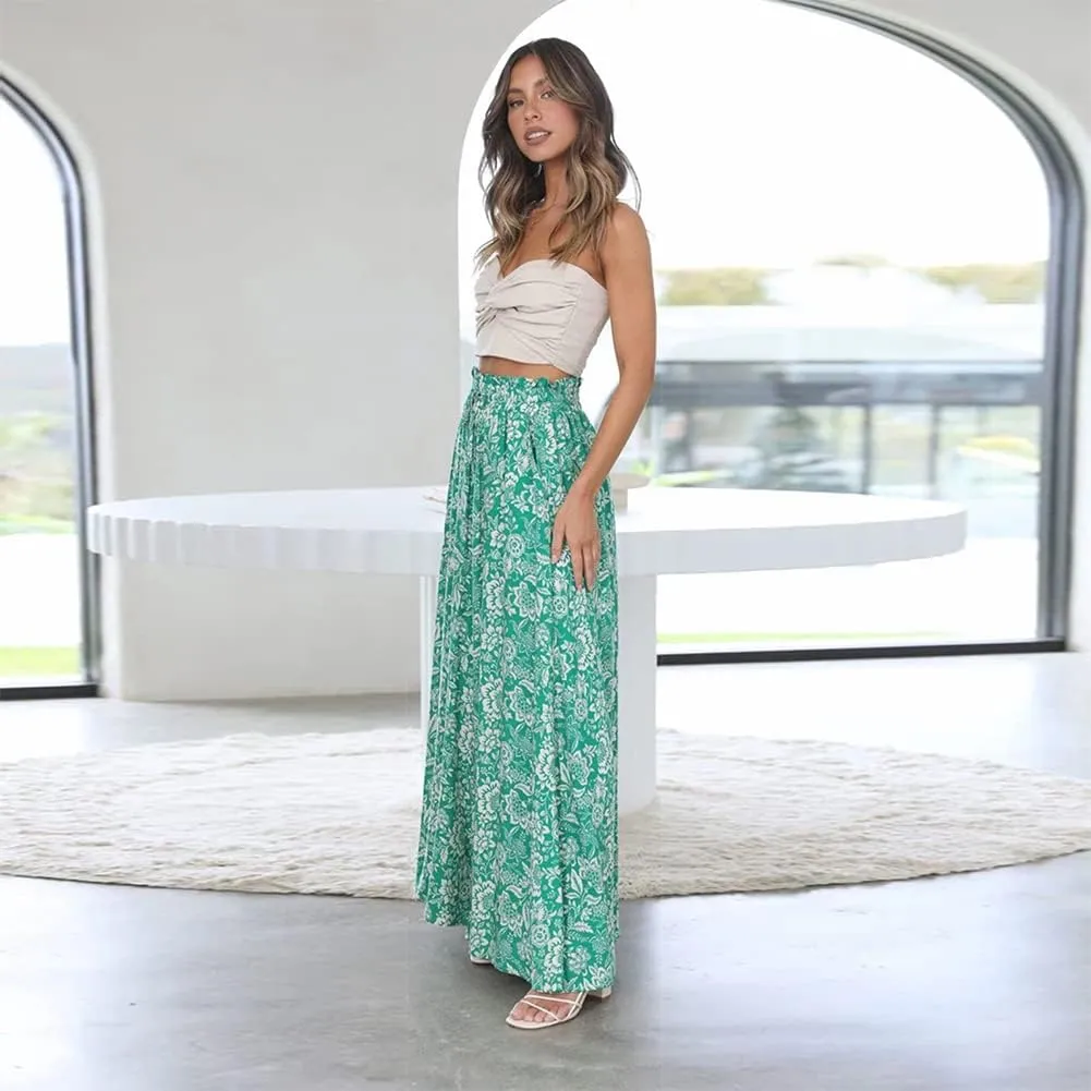 ODIZLI Women Palazzo Wide Leg Pant with Pockets Casual Loose Flowy Pants Solid Color/Floral Print