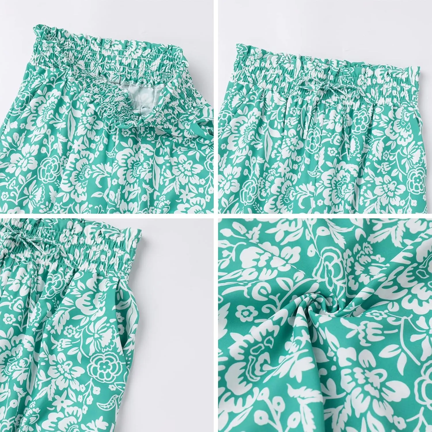 ODIZLI Women Palazzo Wide Leg Pant with Pockets Casual Loose Flowy Pants Solid Color/Floral Print