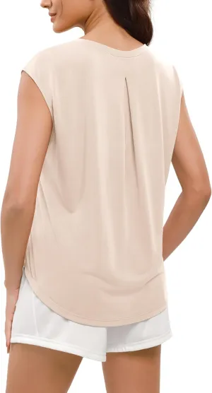 ODODOS Modal Soft Sleeveless Shirts for Women Crew Neck Yoga Tee Summer Flowy Workout Tank Tops