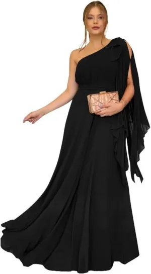 One Shoulder Prom Dresses for Women 2024 Chiffon Evening Dresses for Wedding Guest Cocktail Dresses
