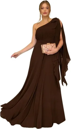 One Shoulder Prom Dresses for Women 2024 Chiffon Evening Dresses for Wedding Guest Cocktail Dresses