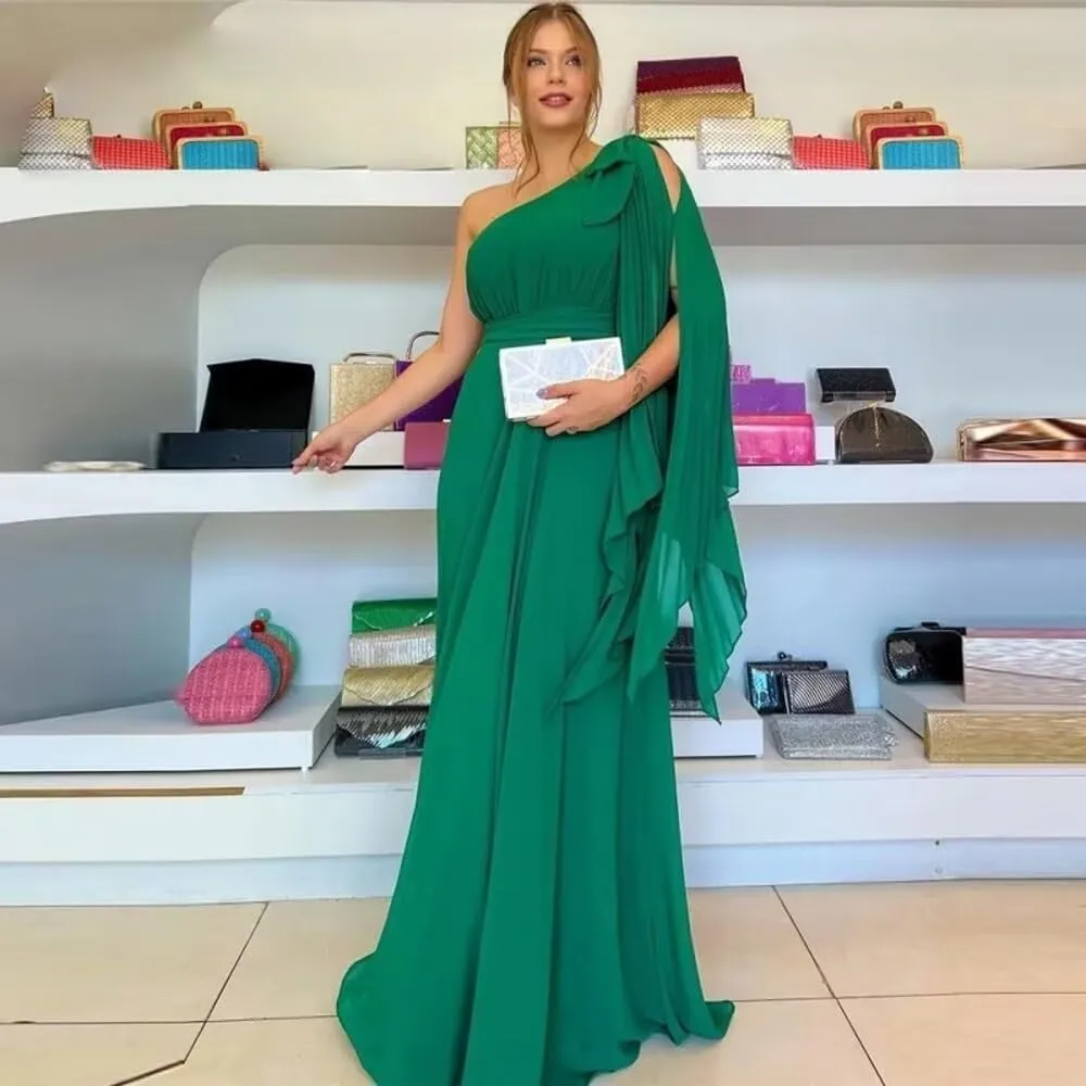 One Shoulder Prom Dresses for Women 2024 Chiffon Evening Dresses for Wedding Guest Cocktail Dresses